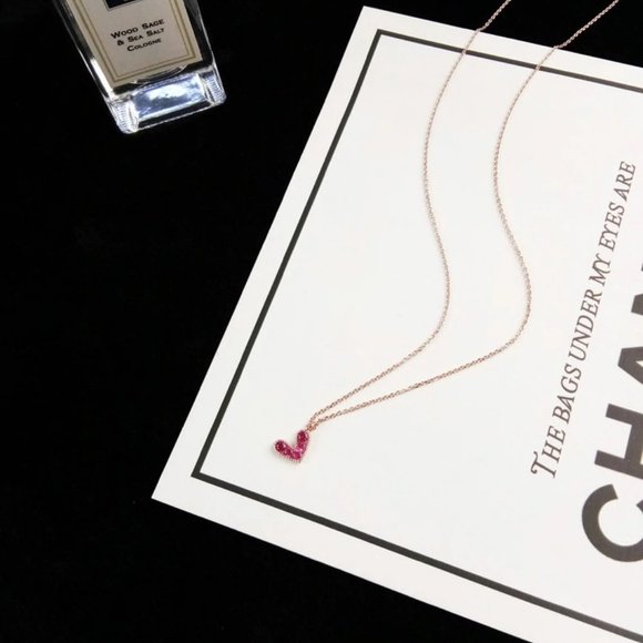 NEW Rose Gold Diamond Heart Necklace - Picture 2 of 6